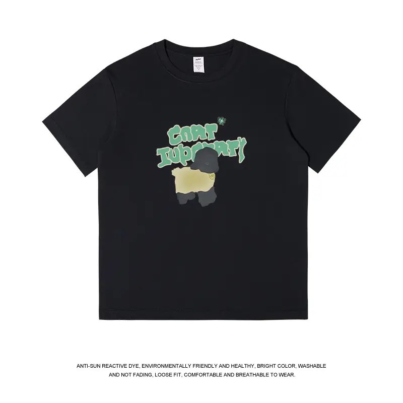 Men Printed Cotton T-Shirt Summer Green Graphic - Image 2