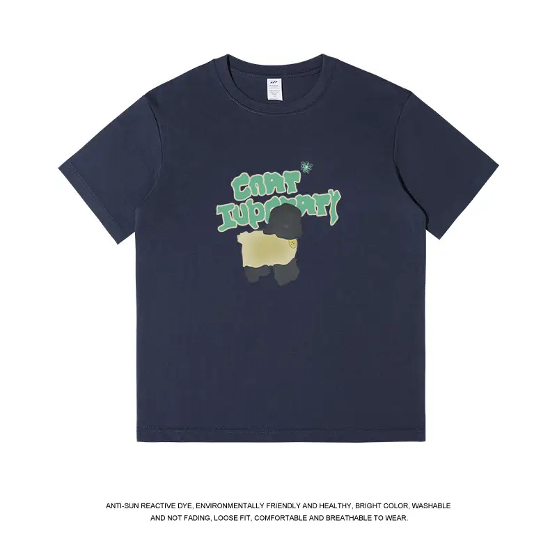Men Printed Cotton T-Shirt Summer Green Graphic - Image 7