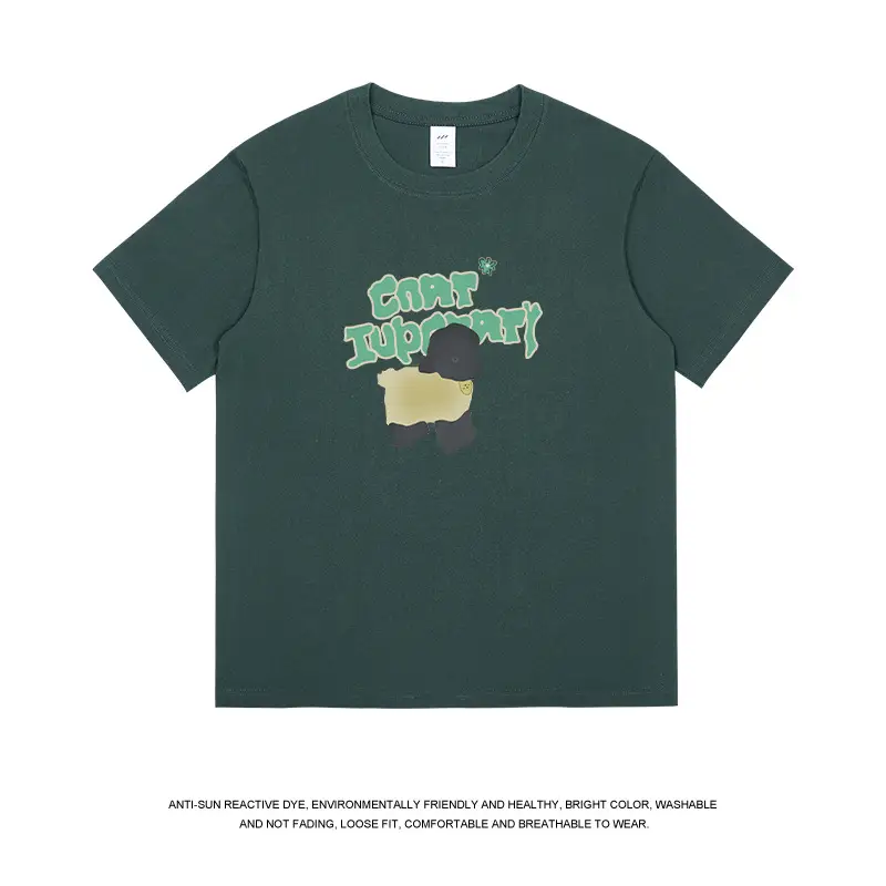 Men Printed Cotton T-Shirt Summer Green Graphic - Image 9