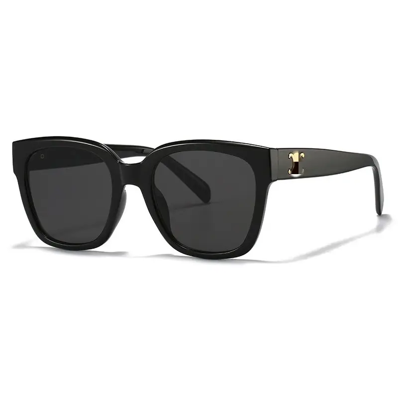 Women Anti-UV Square Sunglasses Black Slim Design