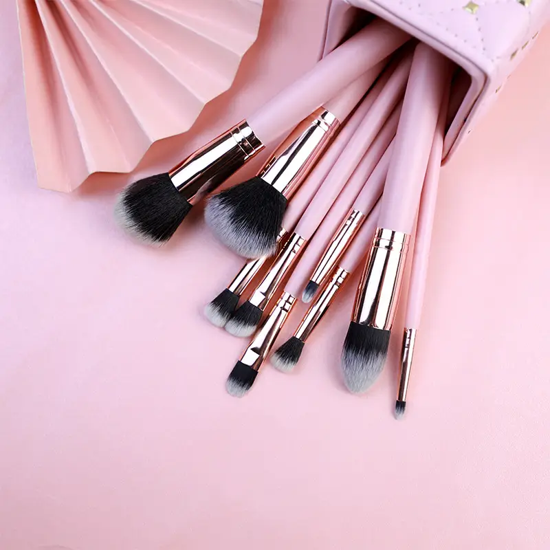 16 Pink Wooden Cross-Border Makeup Brushes Rose Gold Tube