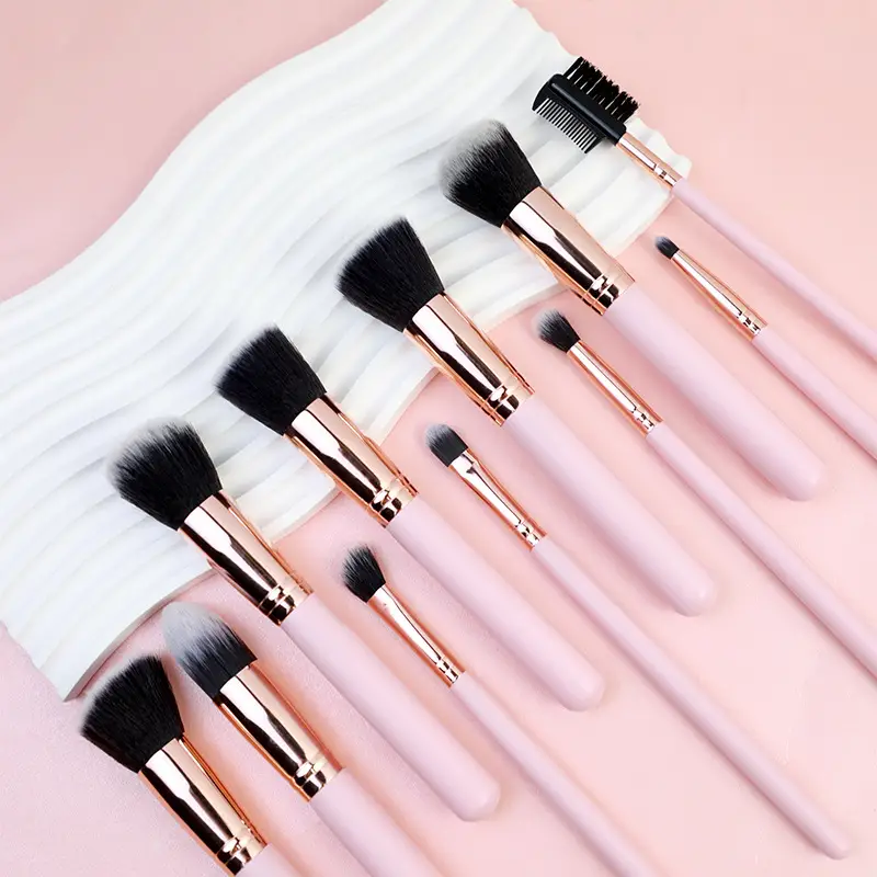 16 Pink Wooden Cross-Border Makeup Brushes Rose Gold Tube