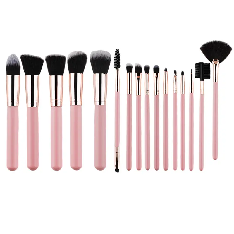 16 Pink Wooden Cross-Border Makeup Brushes Rose Gold Tube