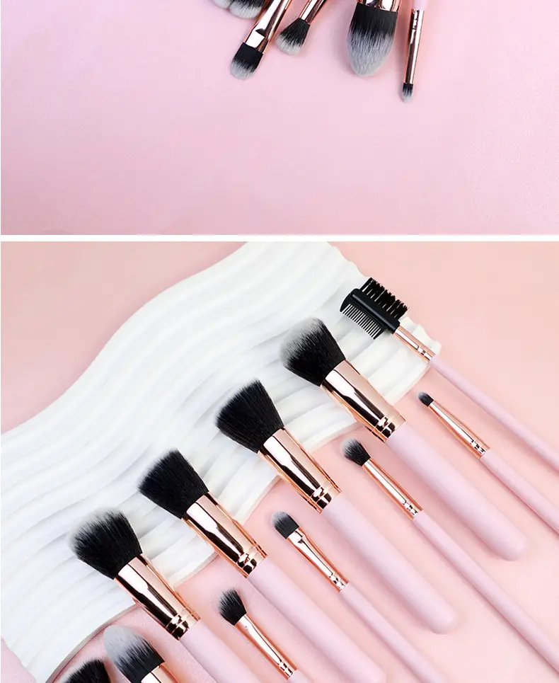 16 Pink Wooden Cross-Border Makeup Brushes Rose Gold Tube — feature 11