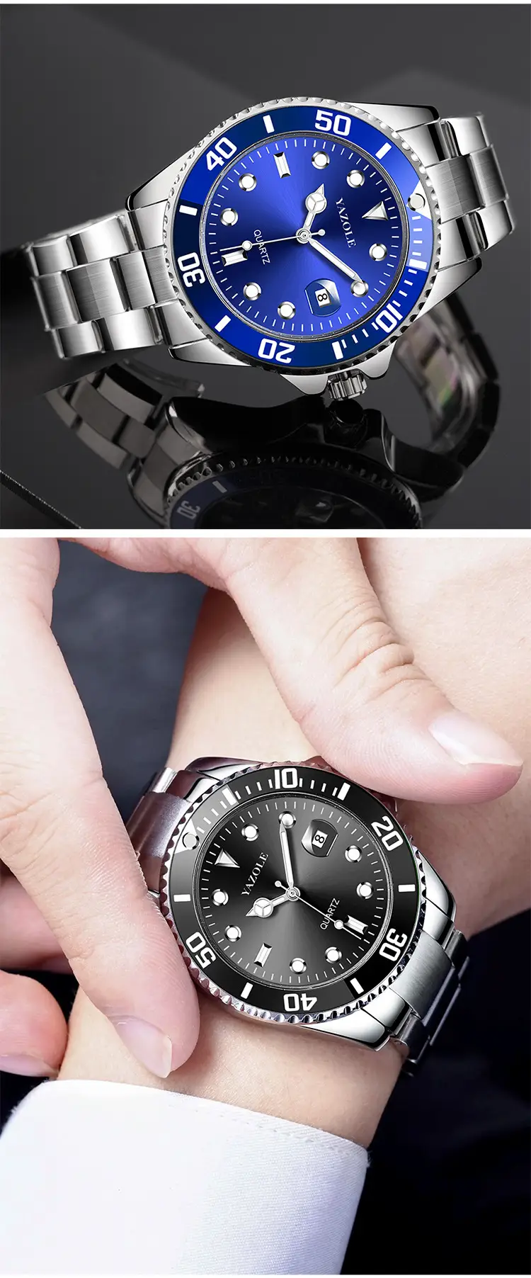 Men's Green Luminous Quartz Watch with Stainless Steel Strap — feature 8