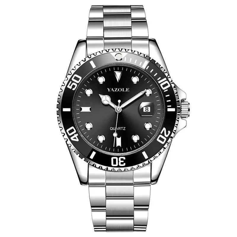 Men's Green Luminous Quartz Watch with Stainless Steel Strap