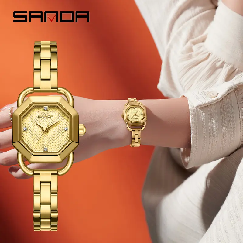 Sanda Women's Quartz Watch Black Mesh Band Waterproof