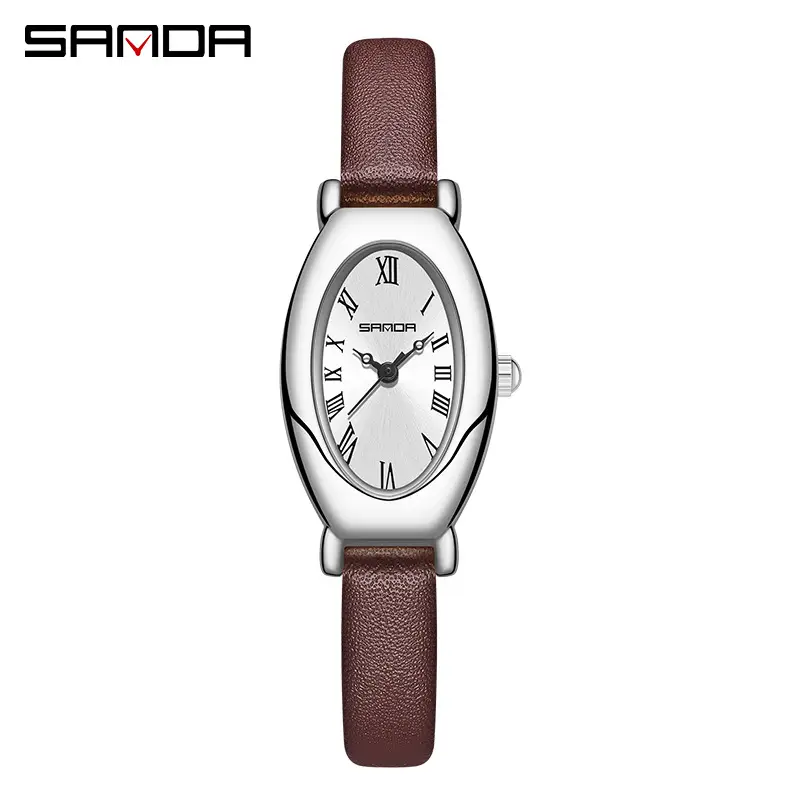 Sanda Women's Quartz Watch with Black Leather Band - Image 4