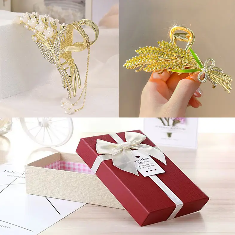 Gold Shark Hair Clip for Women with Diamond Embellishment - Image 48