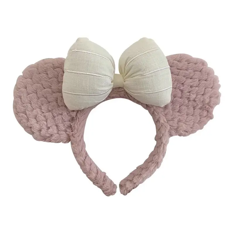 Women's Plush Bow Hair Band Autumn Winter Cute Cartoon Face Wash - Image 7