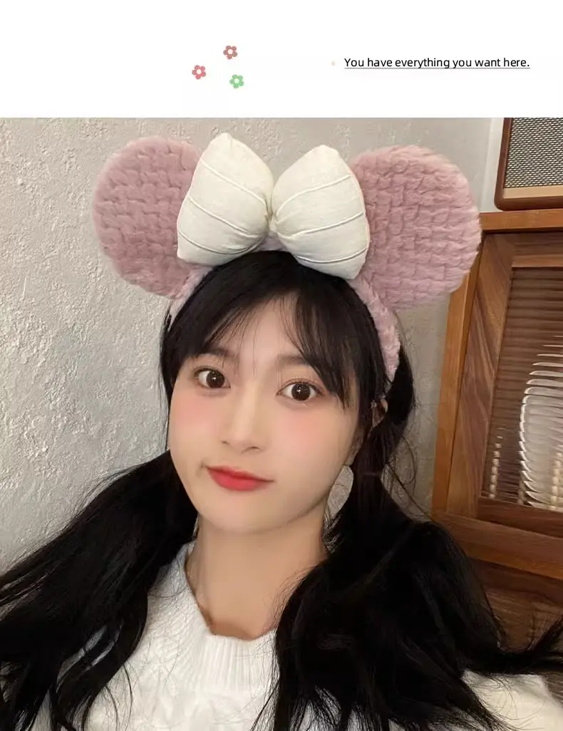 Women's Plush Bow Hair Band Autumn Winter Cute Cartoon Face Wash — feature 11