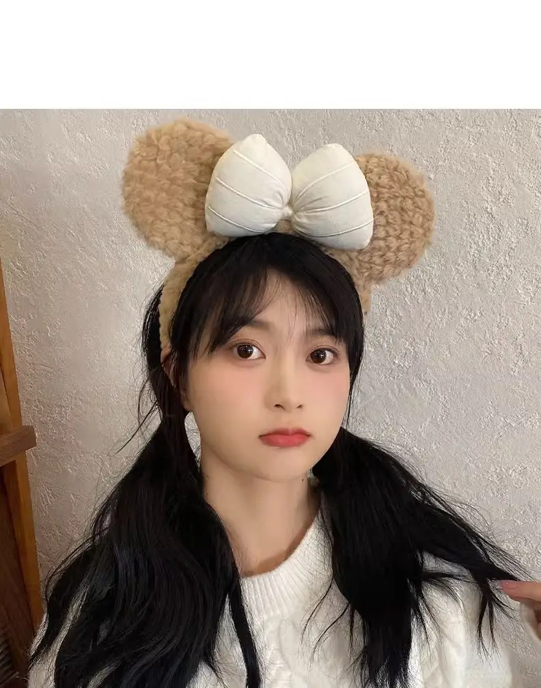 Women's Plush Bow Hair Band Autumn Winter Cute Cartoon Face Wash — feature 8