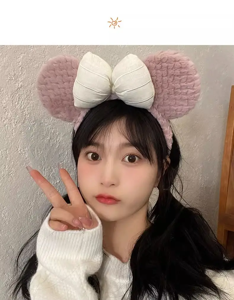 Women's Plush Bow Hair Band Autumn Winter Cute Cartoon Face Wash — feature 9