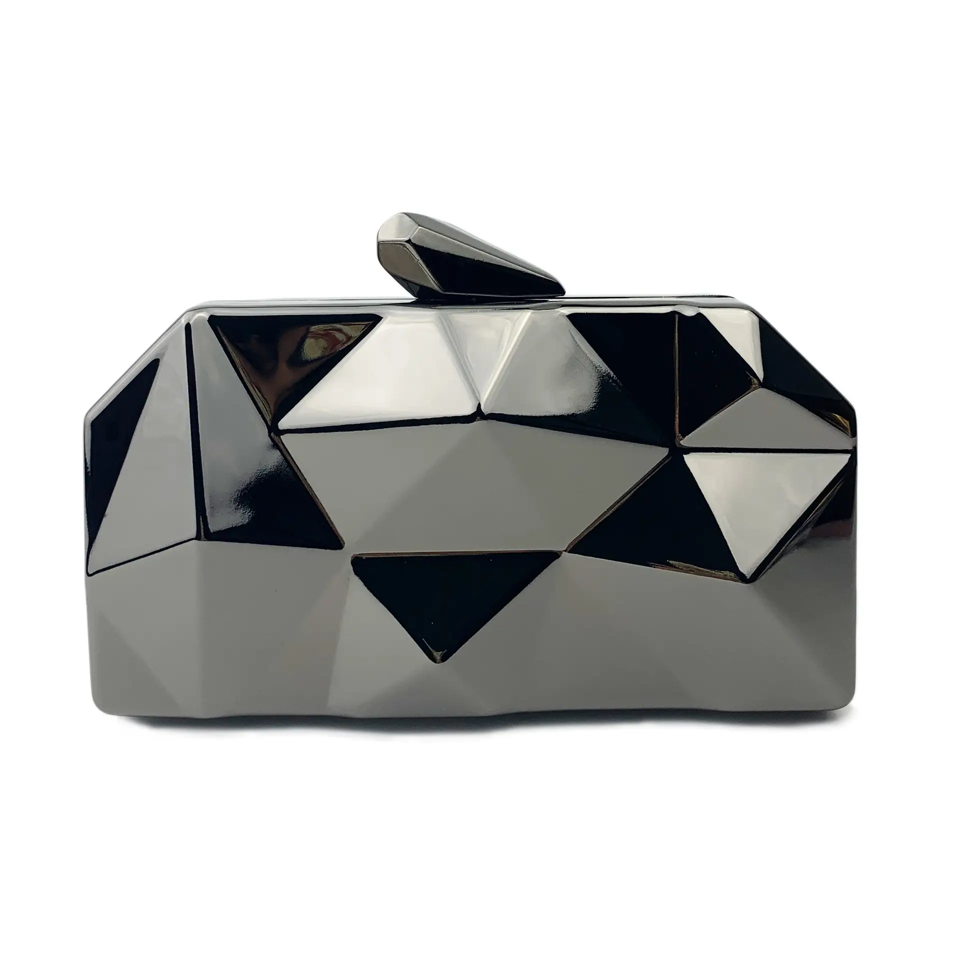 Silver Geometric Metal Handbag for Women