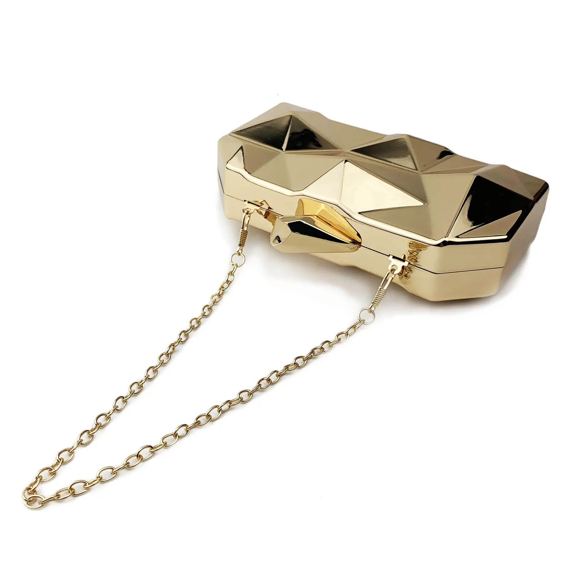 Silver Geometric Metal Handbag for Women