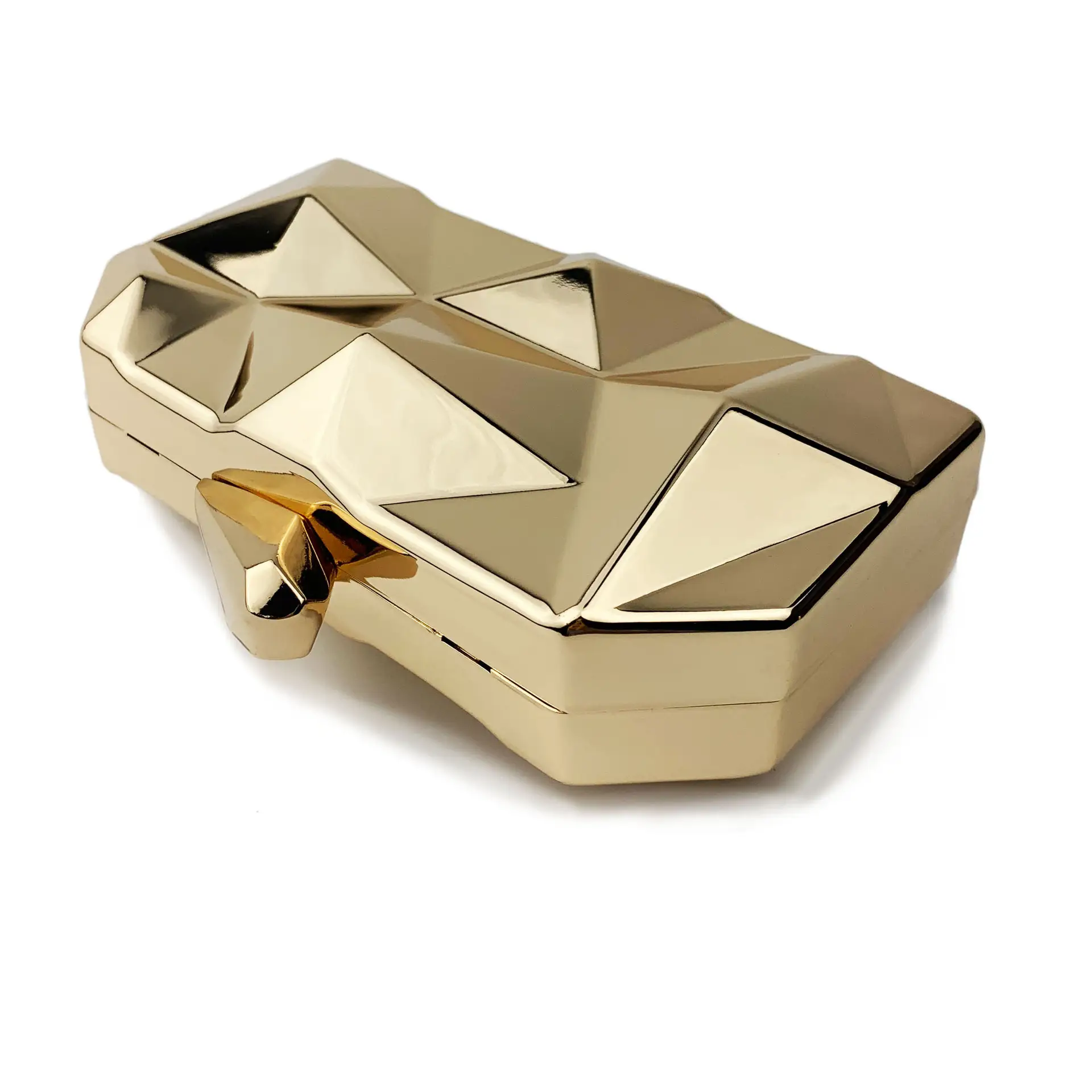 Silver Geometric Metal Handbag for Women