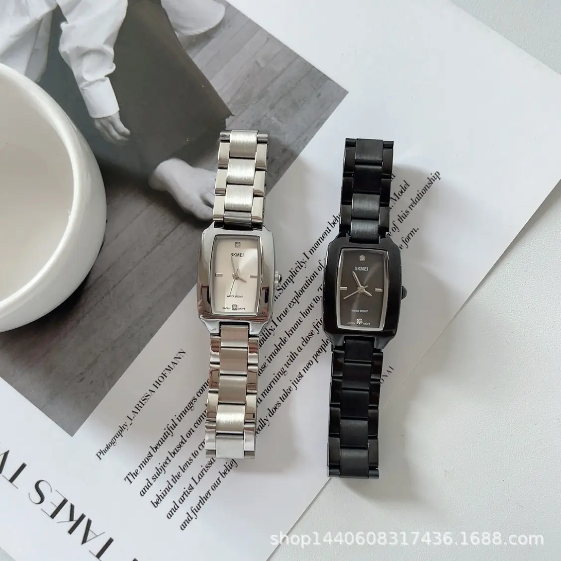 Women's Rectangular Steel Belt Watch with Quartz & Diamond Embedment - Image 5