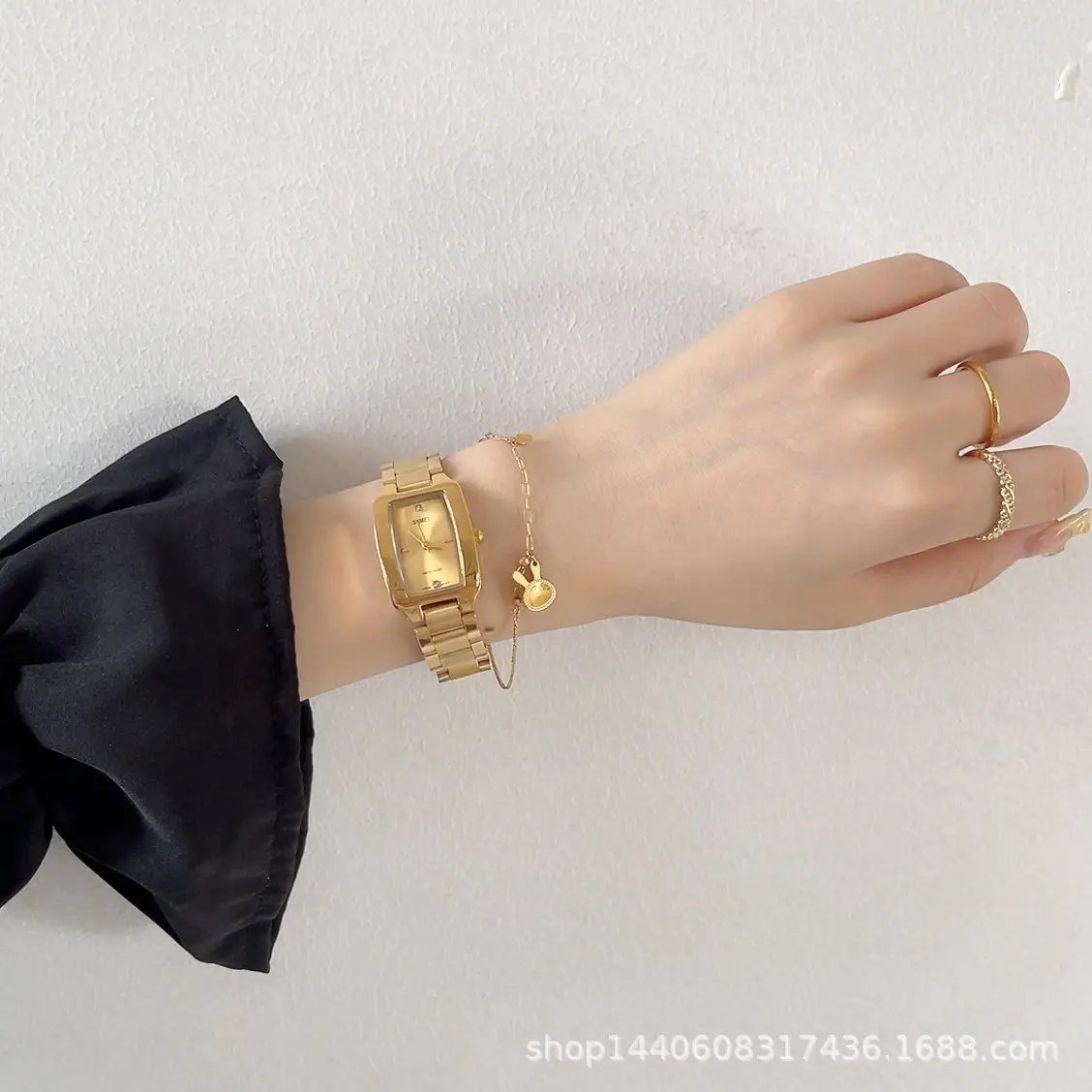 Women's Rectangular Steel Belt Watch with Quartz & Diamond Embedment — feature 17