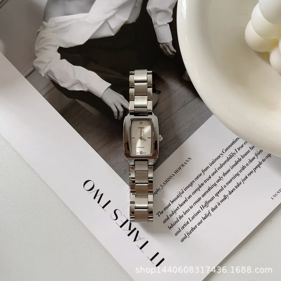 Women's Rectangular Steel Belt Watch with Quartz & Diamond Embedment — feature 3