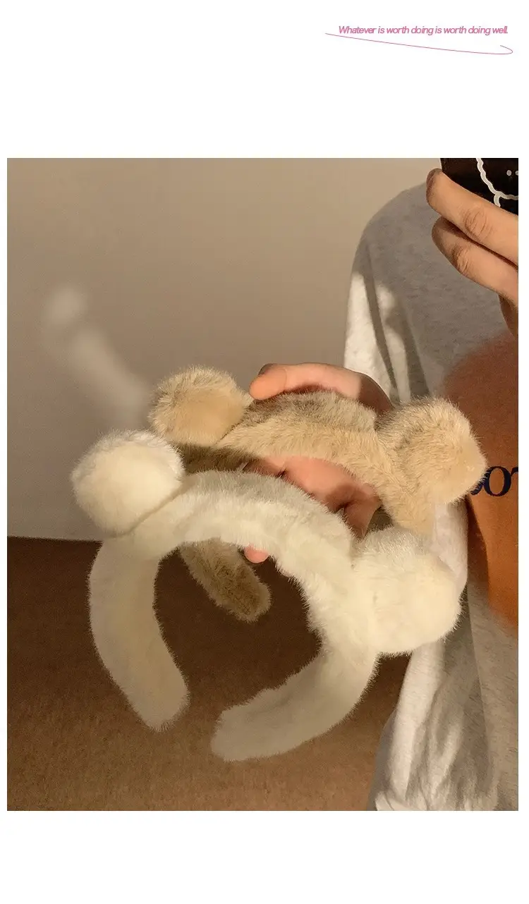 Autumn Plush Bear Ears Hair Band for Women — feature 8