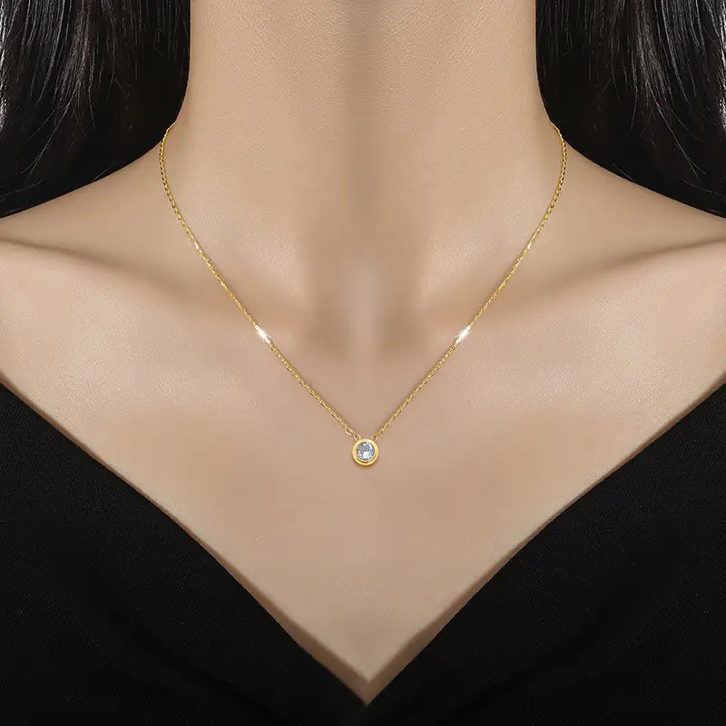 Gold Zircon Pendant Necklace for Women - Image 4