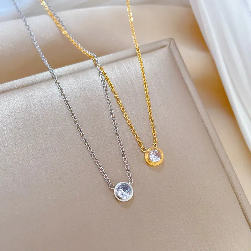 Gold Zircon Pendant Necklace for Women - Image 5