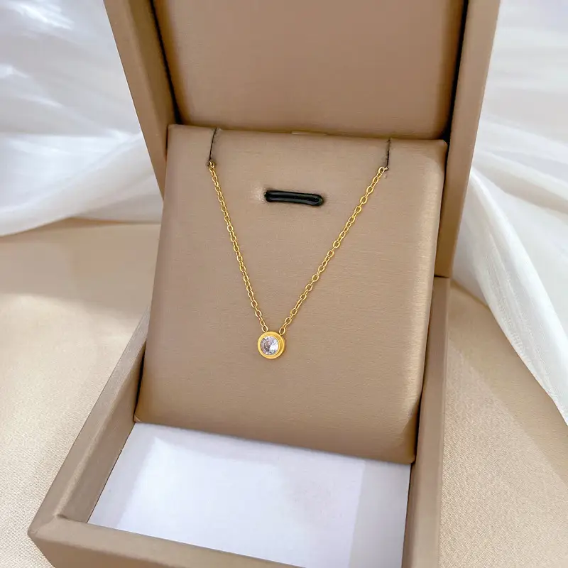 Gold Zircon Pendant Necklace for Women - Image 6