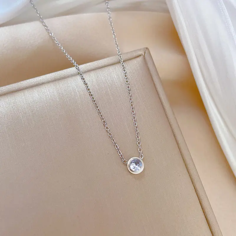 Gold Zircon Pendant Necklace for Women - Image 2