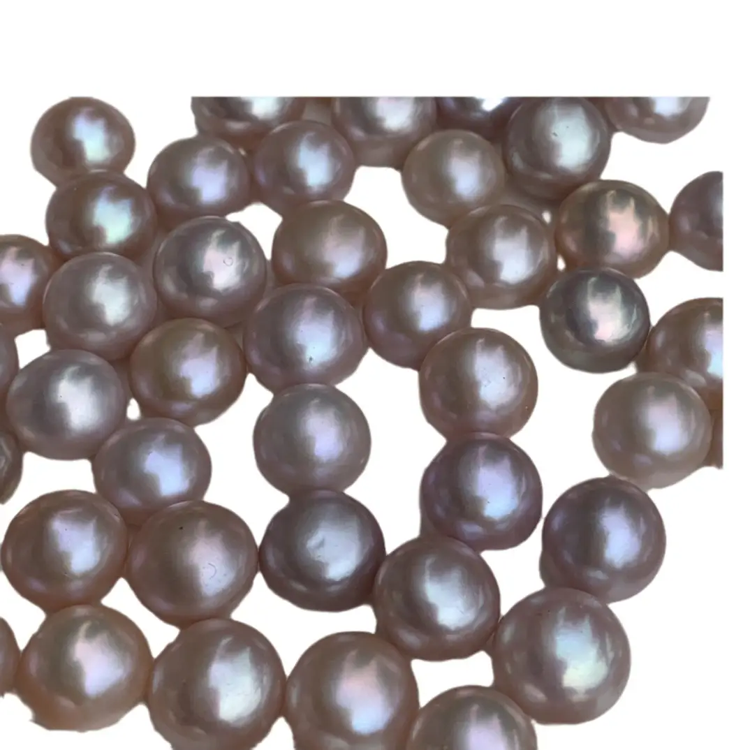 Freshwater Steamed Bun Pearl Beads Purple Golden 10-11 - Image 5