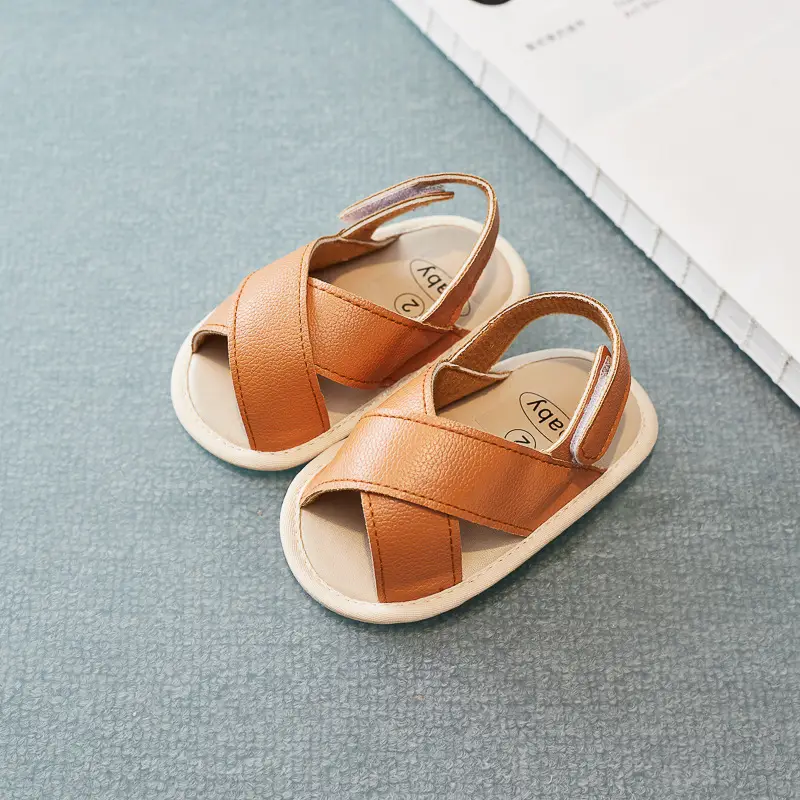 Spring and Summer Sandals Baby Shoes Pu Leather Sandals Toddler Shoes Velcro 0-18 Months Non-Slip Breathable Wear-Resistant Baby Shoes