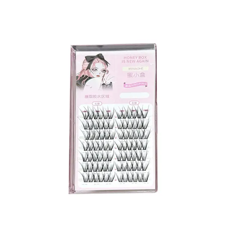 Honey Box Small Flower Curl Magnolia V-Shaped Cross False Eyelashes Smart Curling Thin Stems with Clear Roots Retro Eyelashes - Image 10