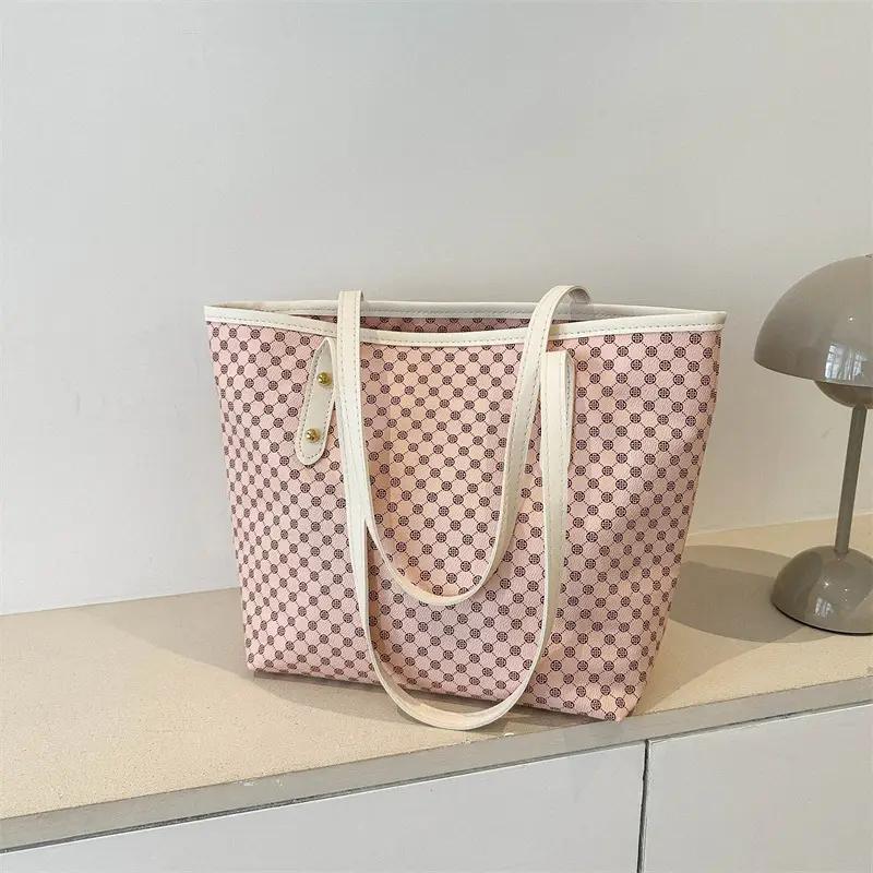 Simple Casual Tote Bag 2023 Summer Black Checkered - Image 5