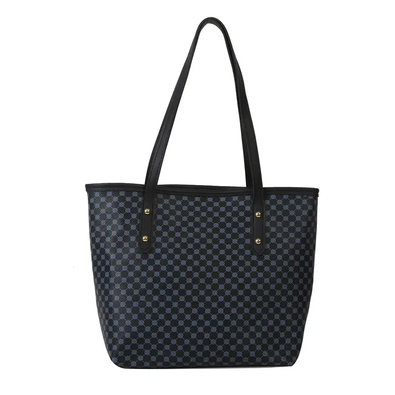Simple Casual Tote Bag 2023 Summer Black Checkered - Image 4