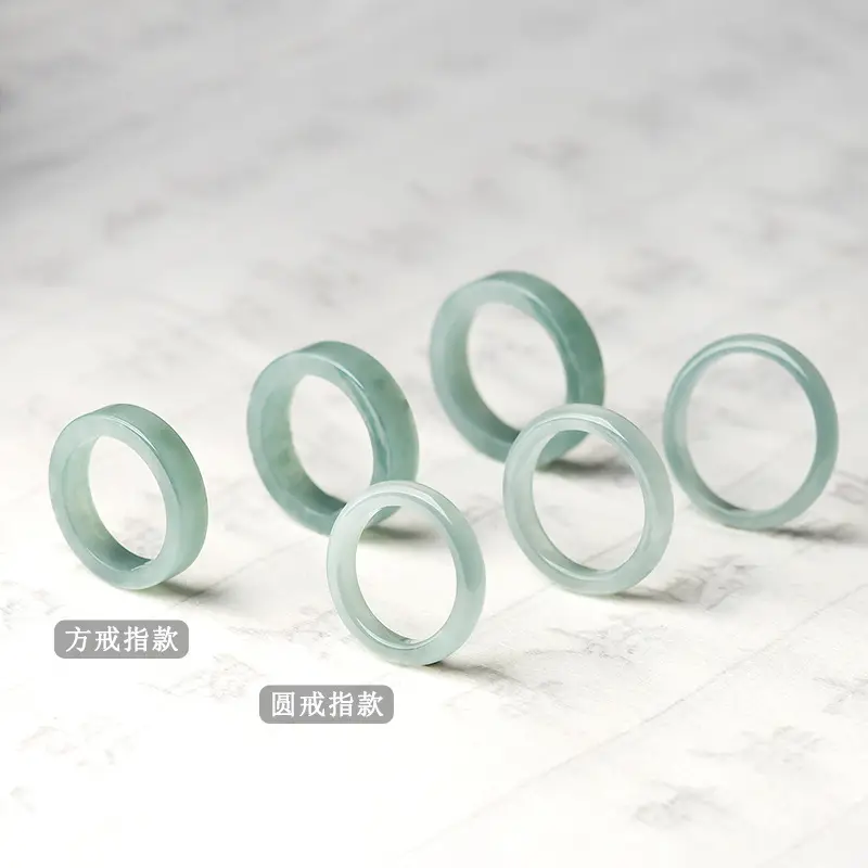 Natural Jade Light Blue Water Rings for Men Women - Image 4