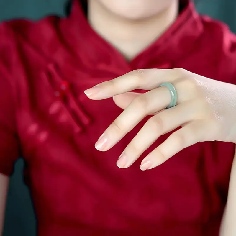 Natural Jade Light Blue Water Rings for Men Women - Image 6