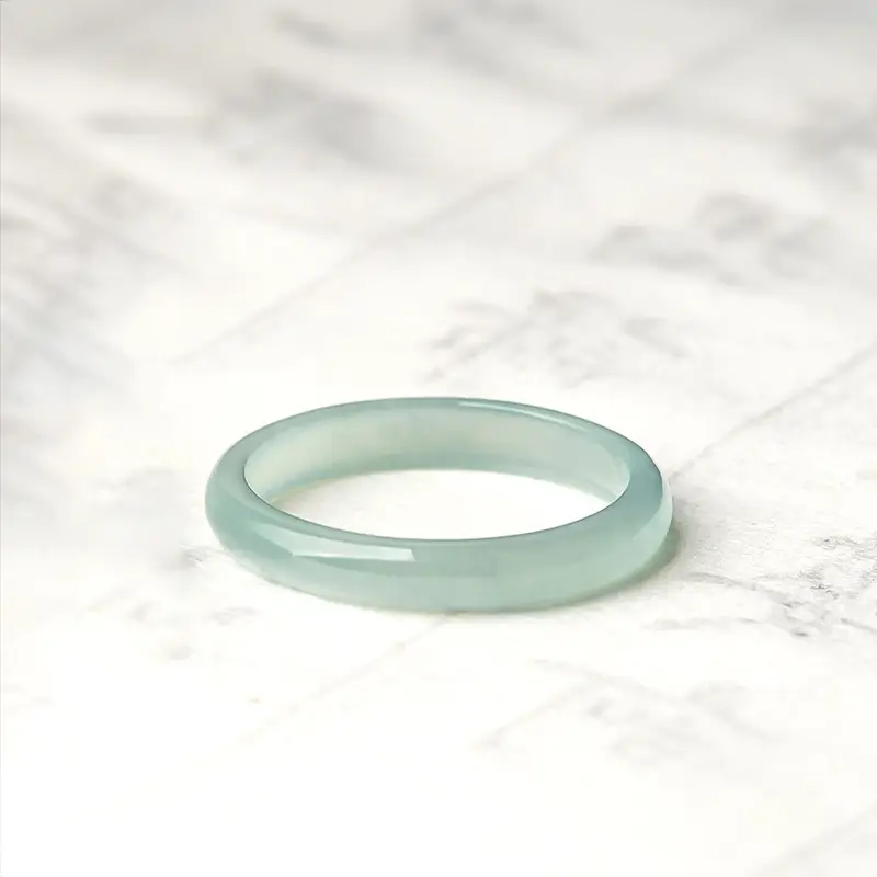 Natural Jade Light Blue Water Rings for Men Women - Image 2