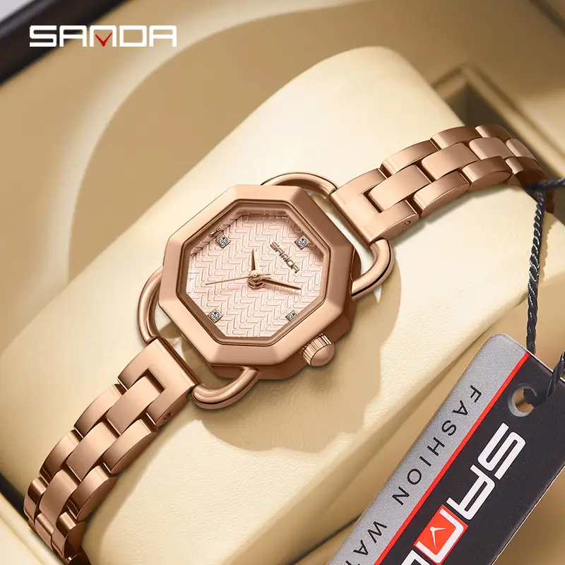 Sanda Green Quartz Watch for Women with Rose Gold Band - Image 24
