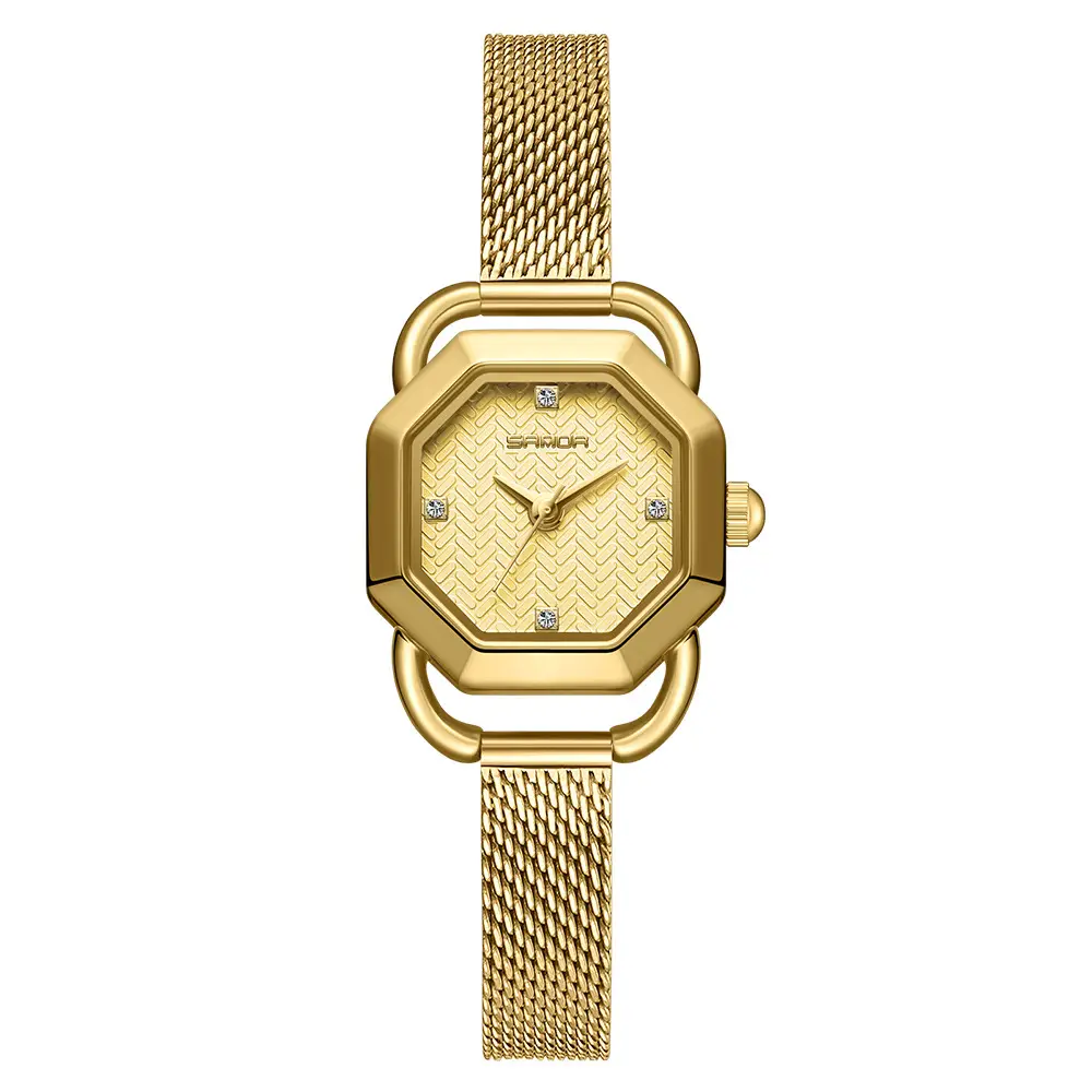 Sanda Green Quartz Watch for Women with Rose Gold Band