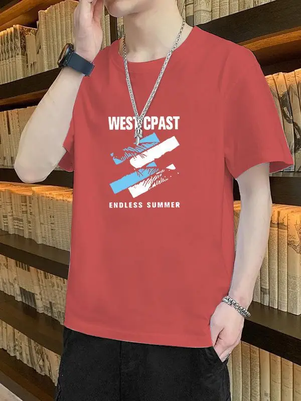 Men's Red Ice Silk Short Sleeve T-Shirt - Image 13
