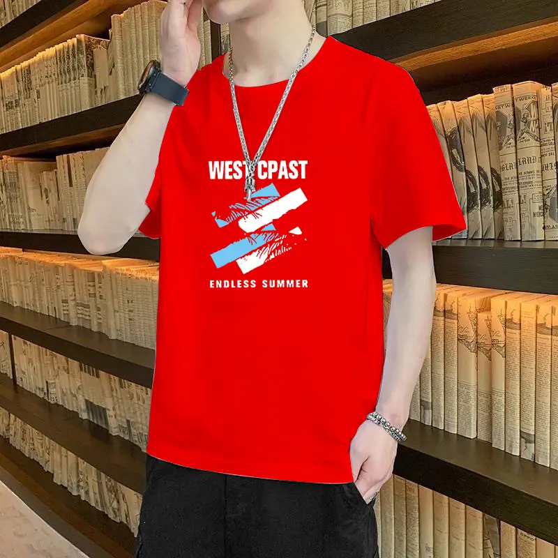 Men's Red Ice Silk Short Sleeve T-Shirt - Image 3