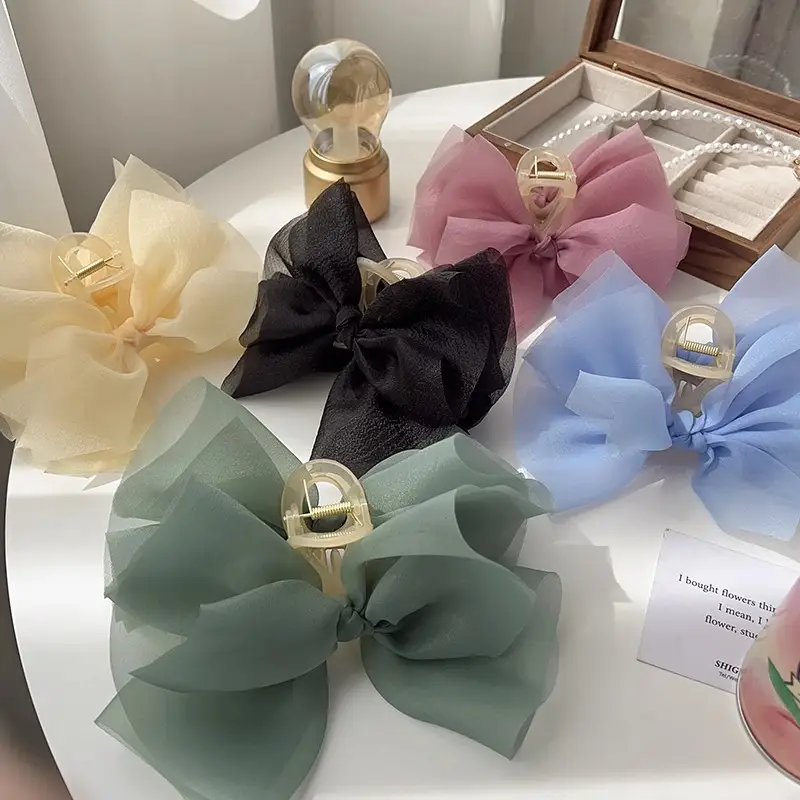 Pink Mesh Hair Clip with Large Bow Design - Image 9