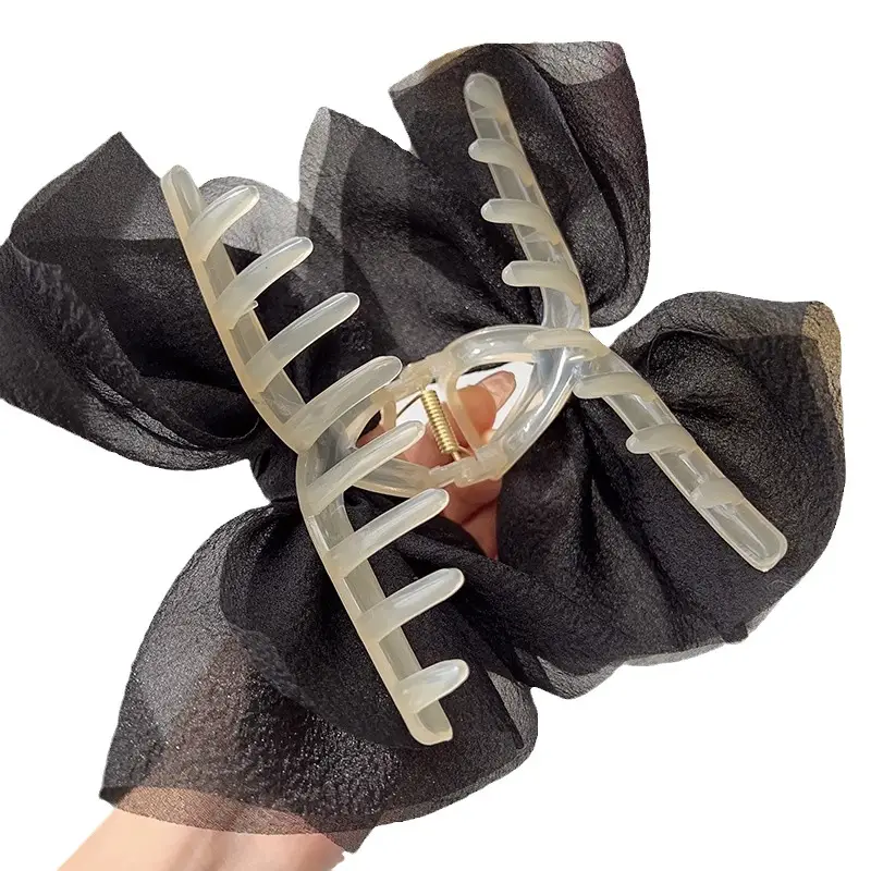 Pink Mesh Hair Clip with Large Bow Design - Image 11