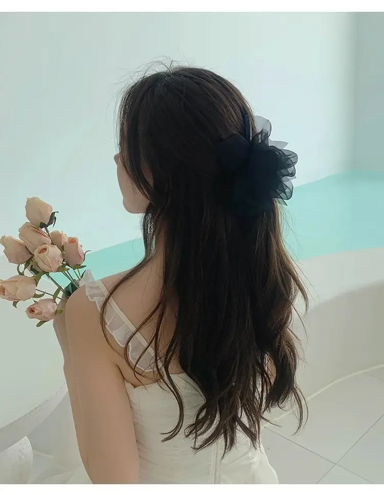 Pink Mesh Hair Clip with Large Bow Design — feature 13