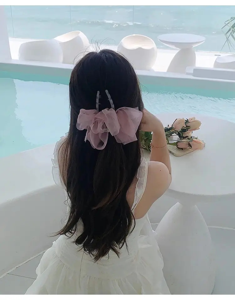 Pink Mesh Hair Clip with Large Bow Design — feature 20