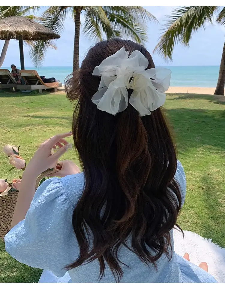 Pink Mesh Hair Clip with Large Bow Design — feature 23