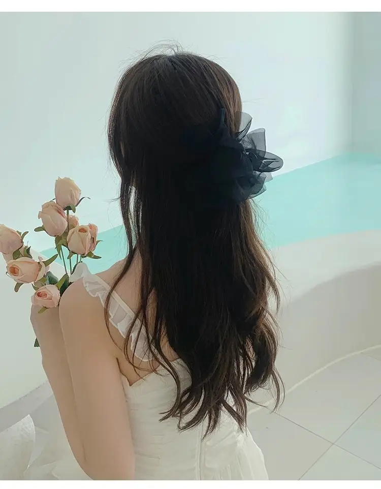 Pink Mesh Hair Clip with Large Bow Design — feature 24
