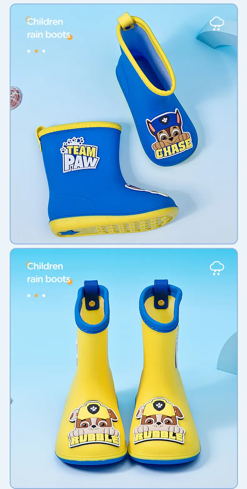 Wang Wang team children's rain boots wear rain day non-slip wear-resistant cute cartoon baby rain boots kindergarten waterproof shoes — feature 14