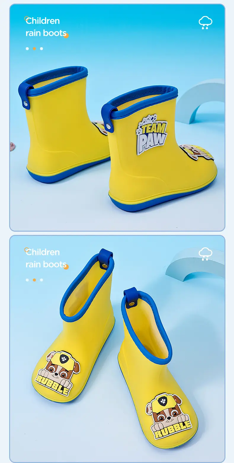 Wang Wang team children's rain boots wear rain day non-slip wear-resistant cute cartoon baby rain boots kindergarten waterproof shoes — feature 15