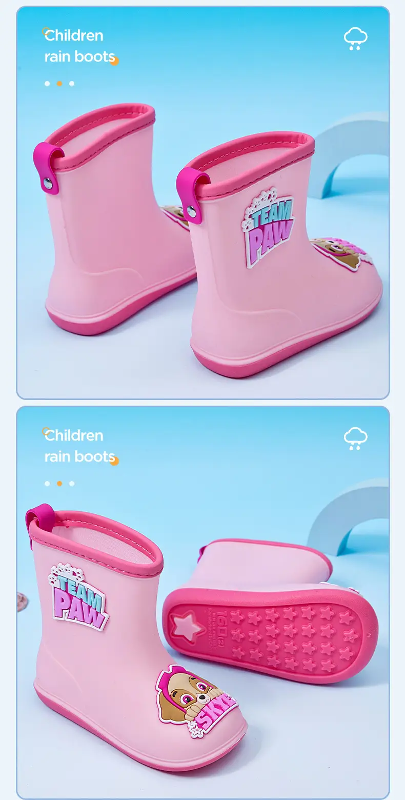 Wang Wang team children's rain boots wear rain day non-slip wear-resistant cute cartoon baby rain boots kindergarten waterproof shoes — feature 16