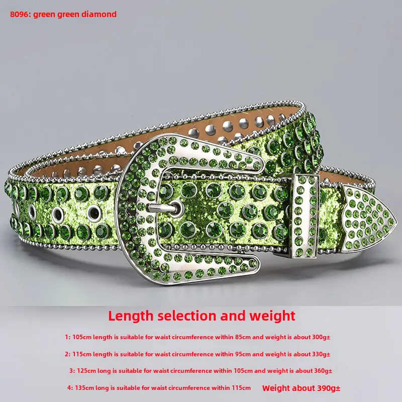 Green Diamond Punk Belt Women 3-Piece Set - Image 4